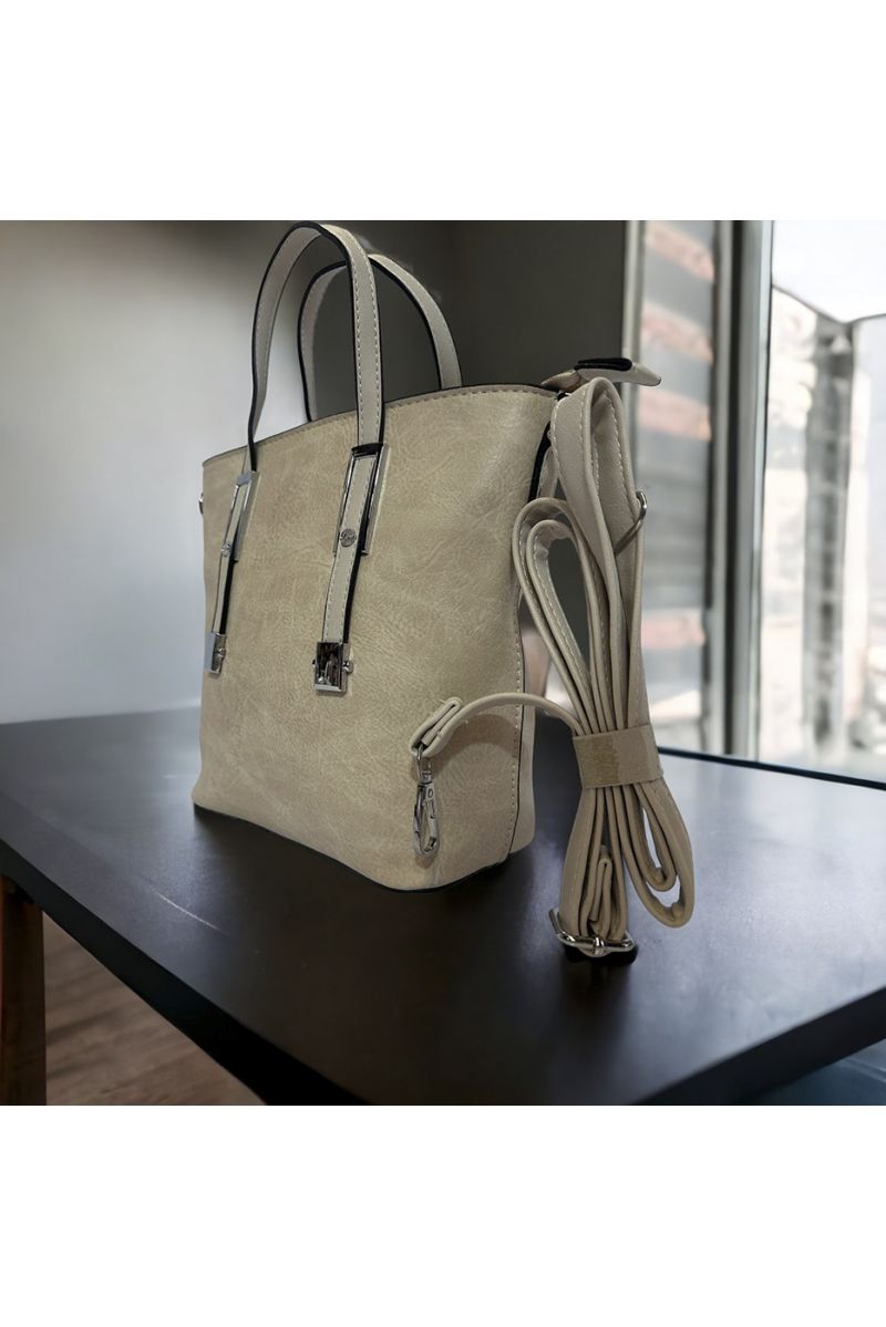 Sac à main inspi beige uni - 3