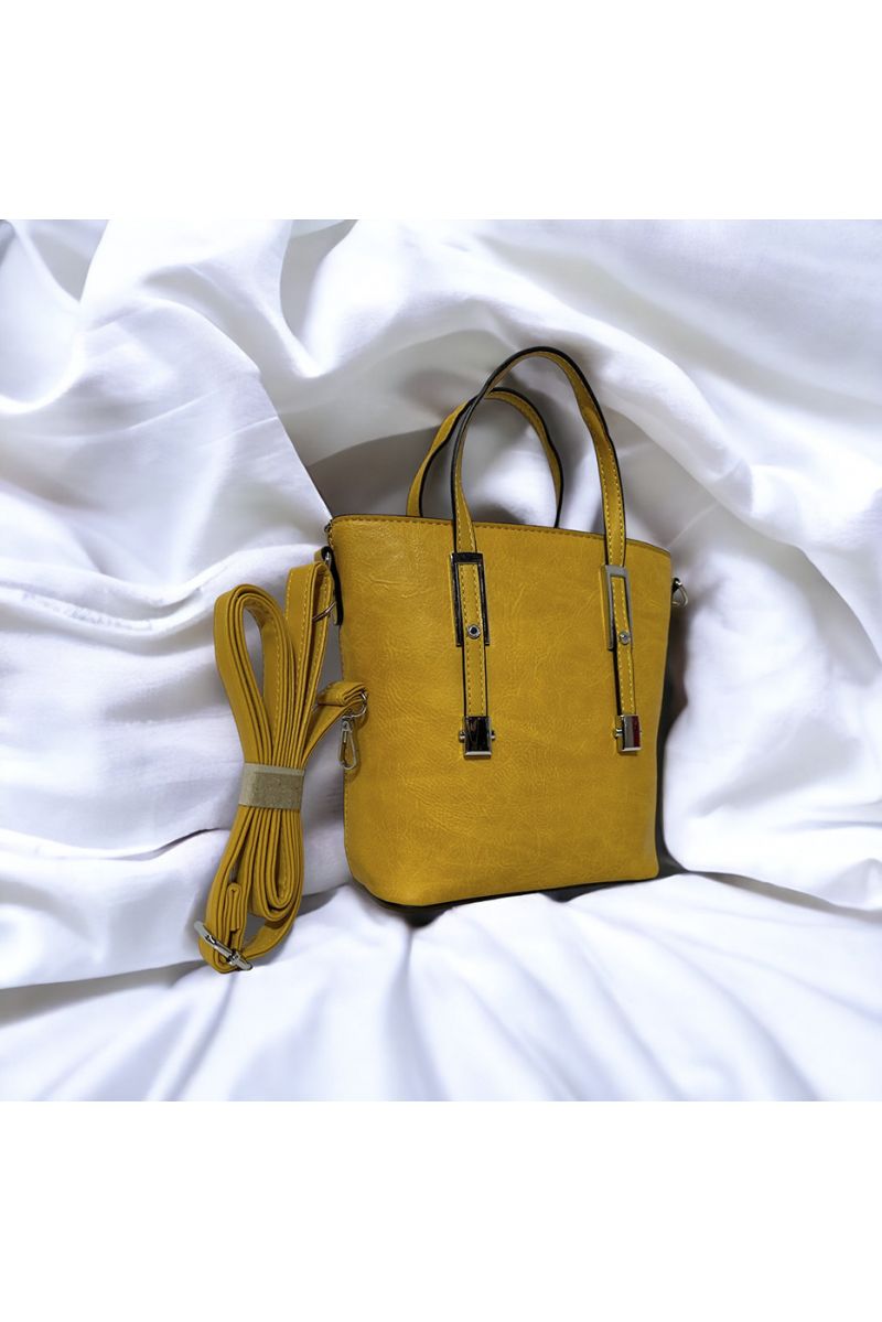 Solid yellow inspired handbag - 3