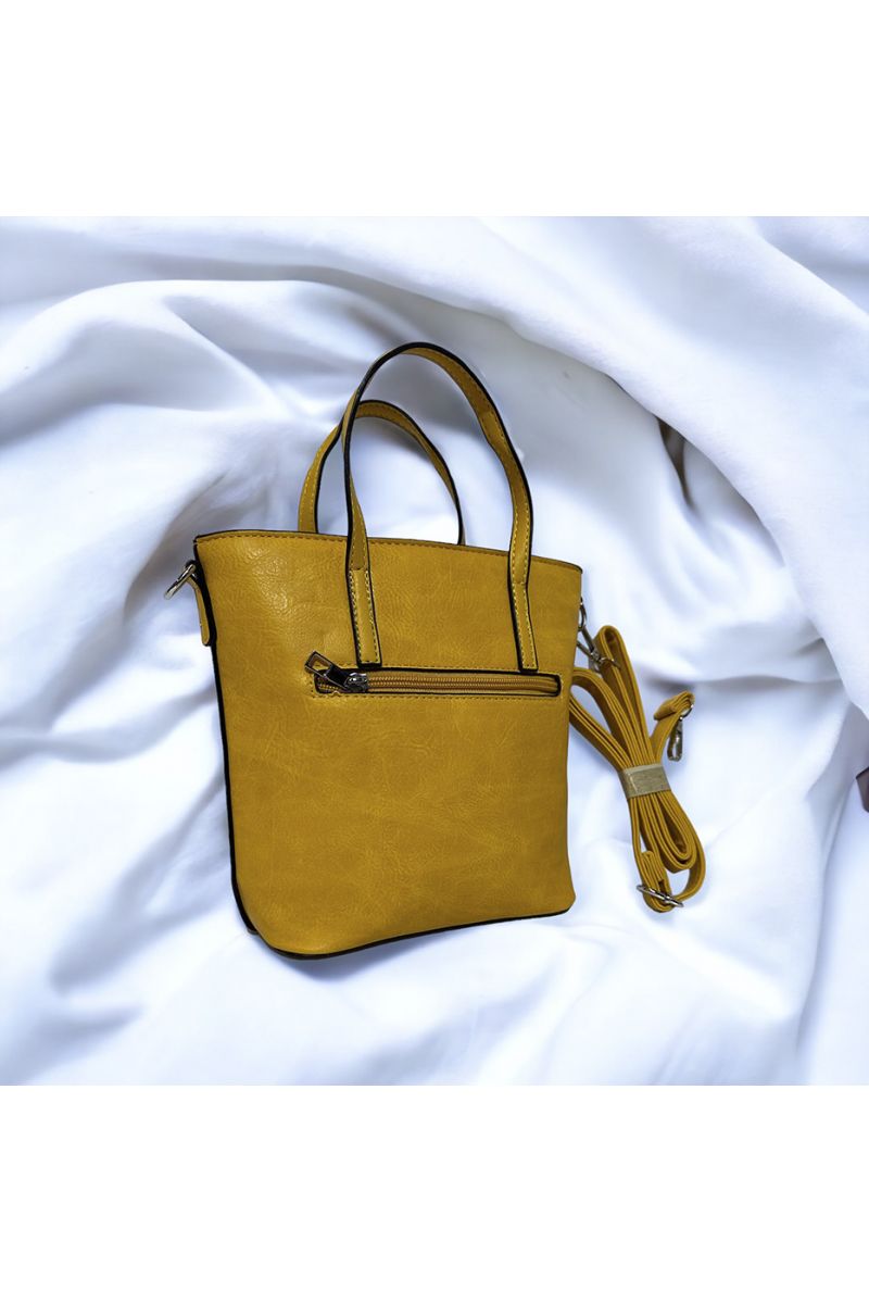 Solid yellow inspired handbag - 4