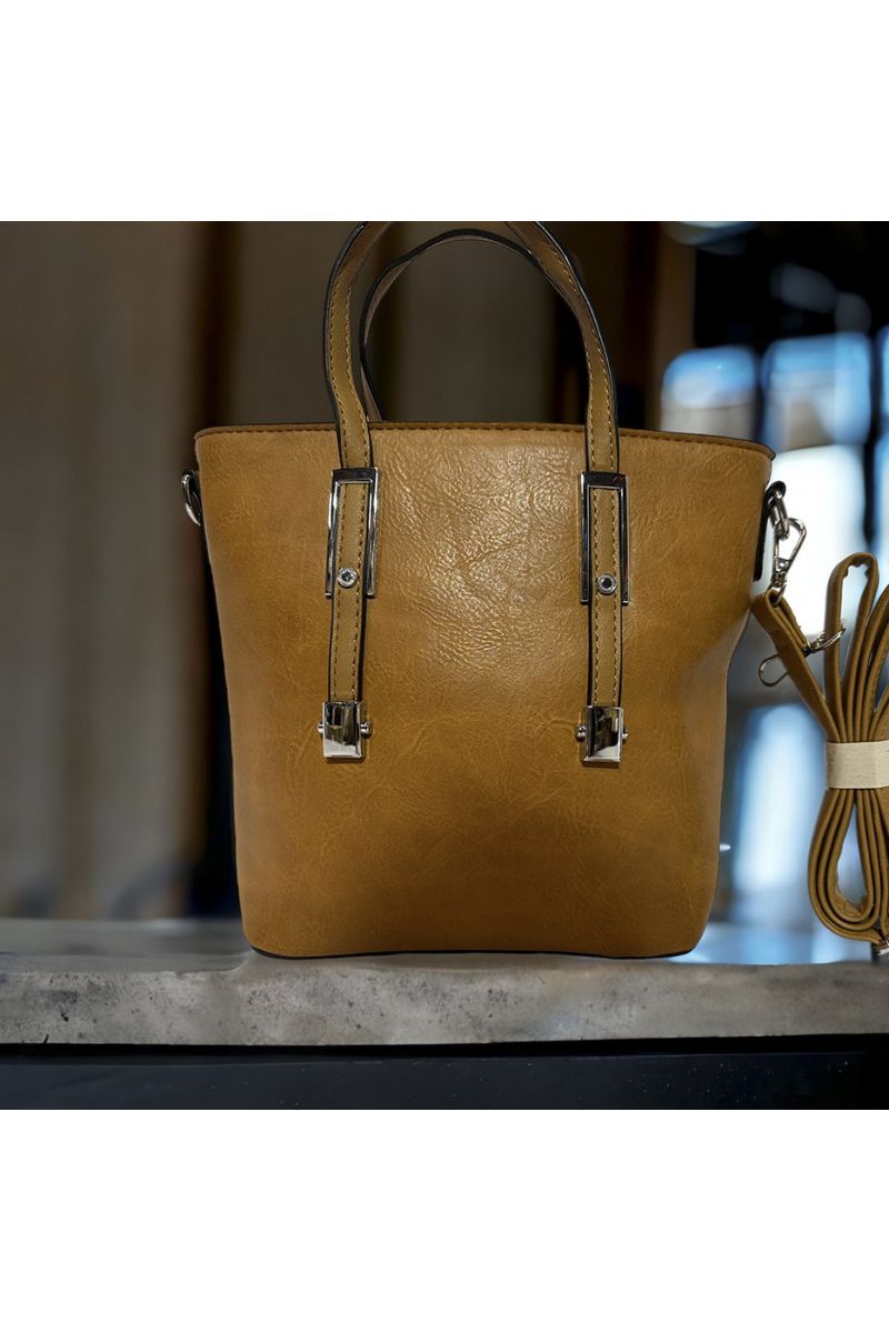 Sac à main inspi marron uni - 3