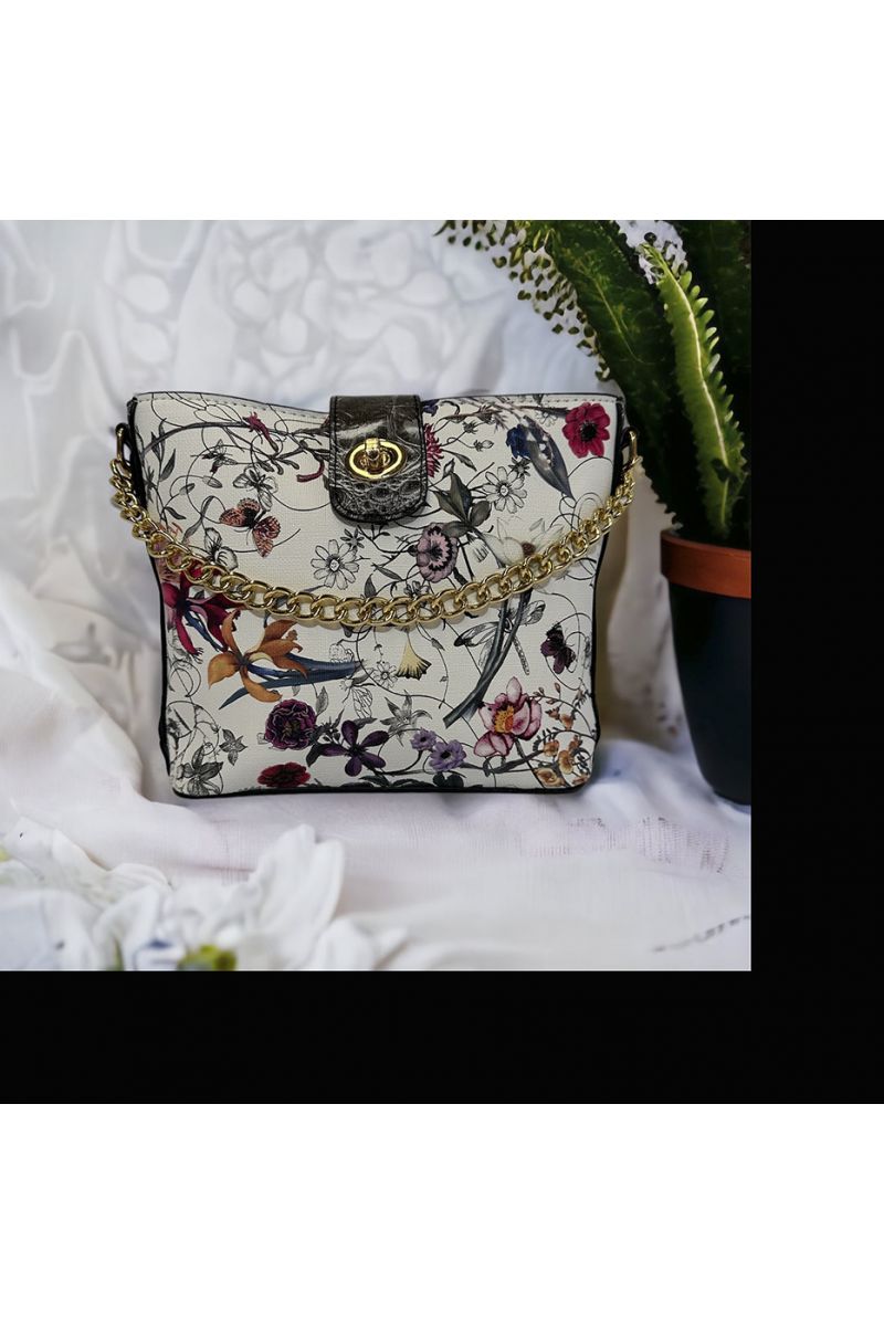 Witte en rode bloemen geïnspireerde handtas - 3