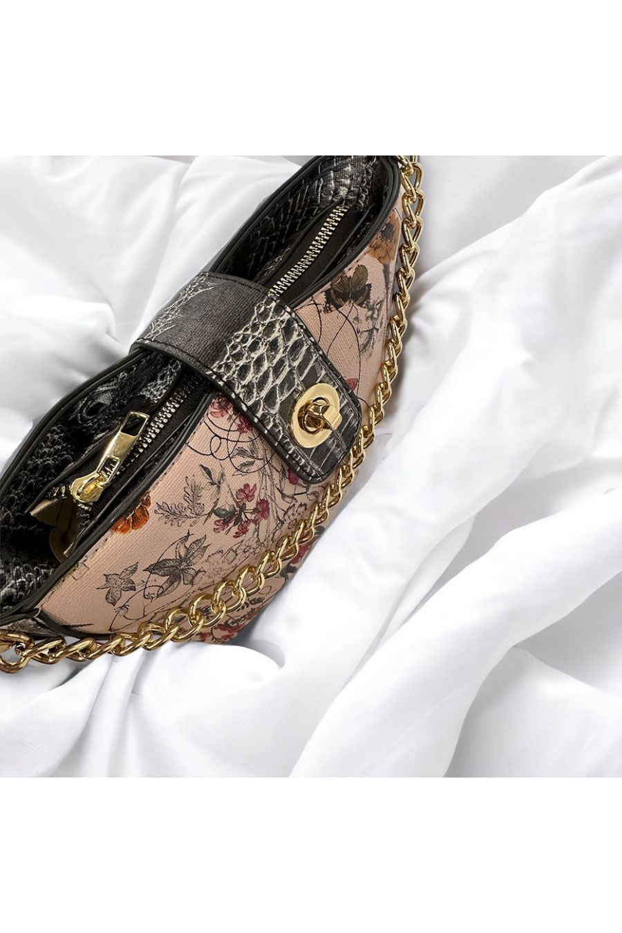 Pink floral inspired handbag - 1