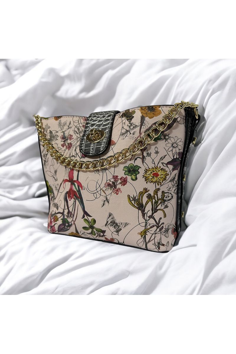 Pink floral inspired handbag - 3