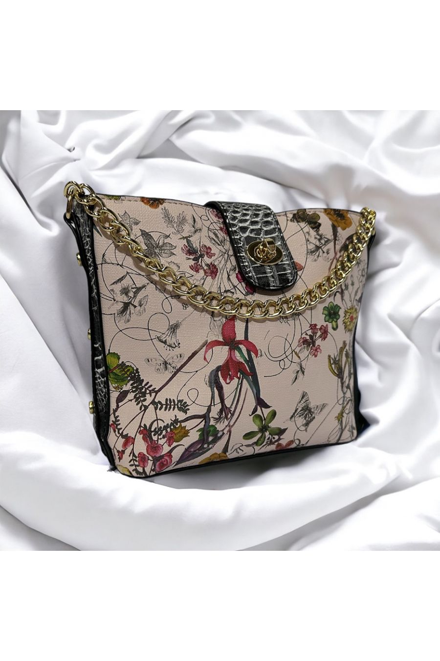 Pink floral inspired handbag - 4