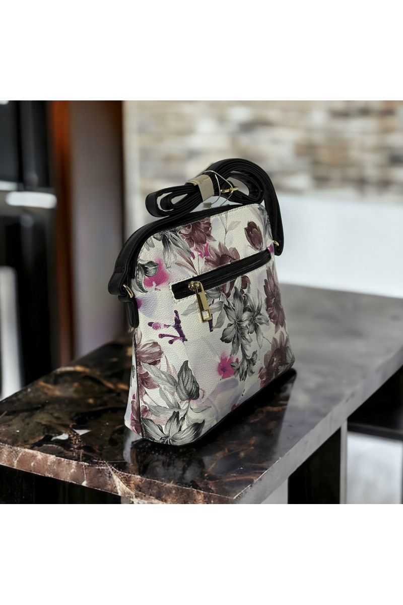 Sac à main inspi fleuris noir - 1