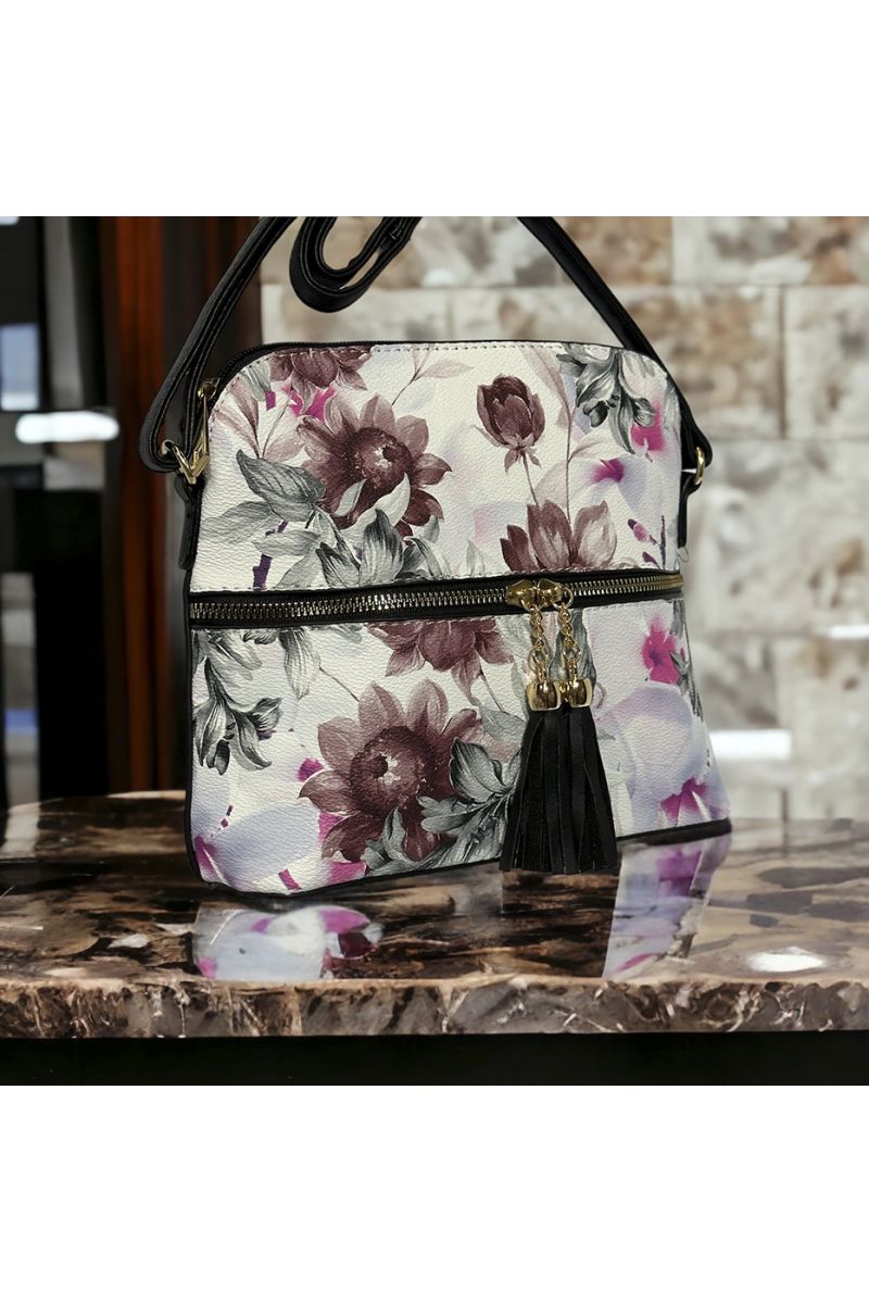 Sac à main inspi fleuris noir - 2