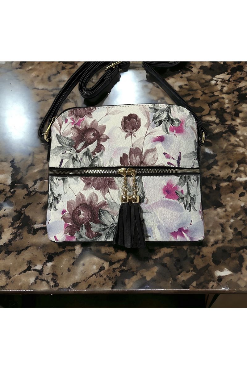 Sac à main inspi fleuris noir - 3
