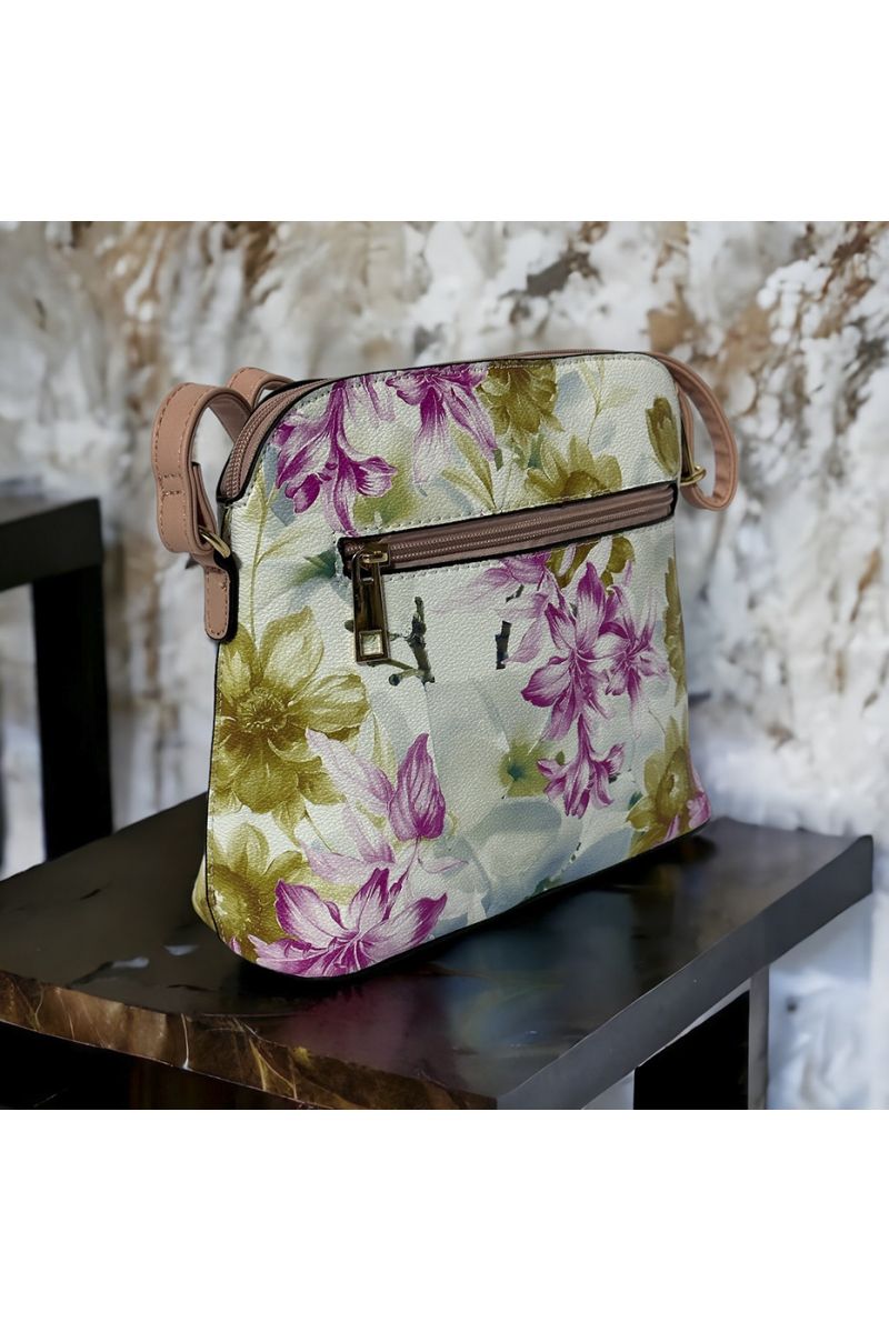 Pink floral inspired handbag - 1