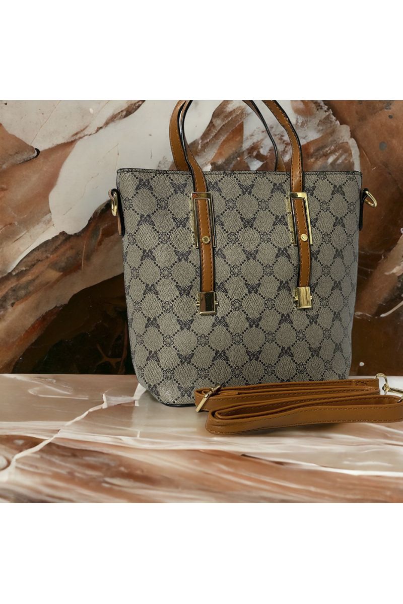 Inspirational handbag with gray pattern - 3