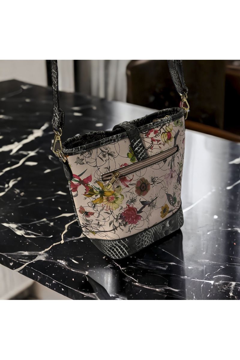 Handbag inspired by pink floral pattern - 1