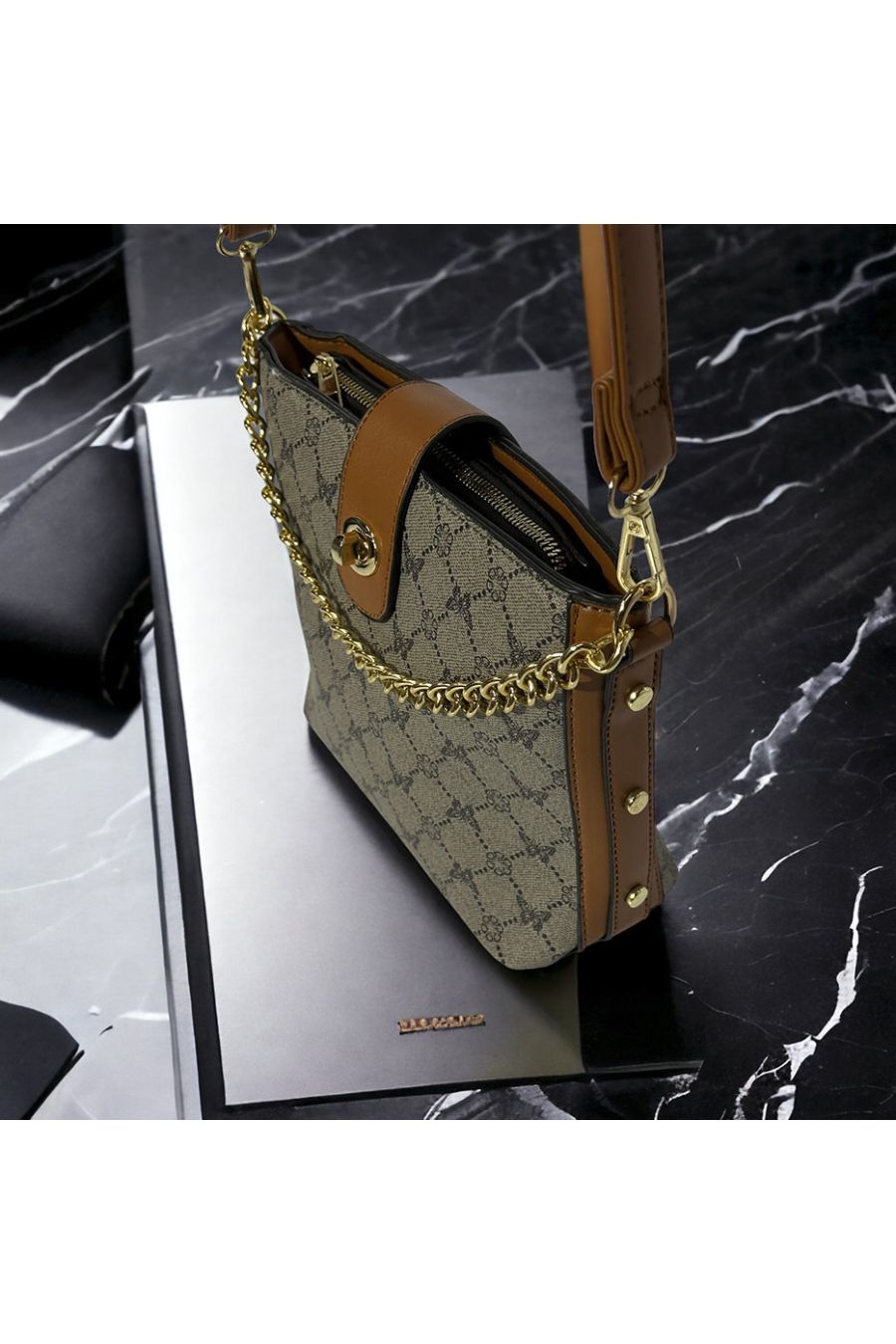 Inspirational handbag with gray pattern - 2