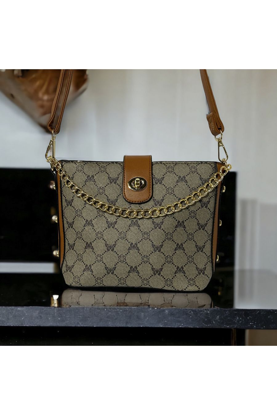 Sac à main inspi à motif gris - 4