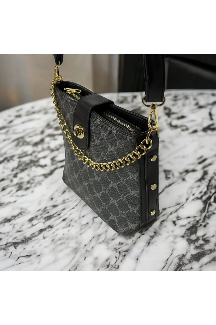 Sac à main inspi à motif noir - 2