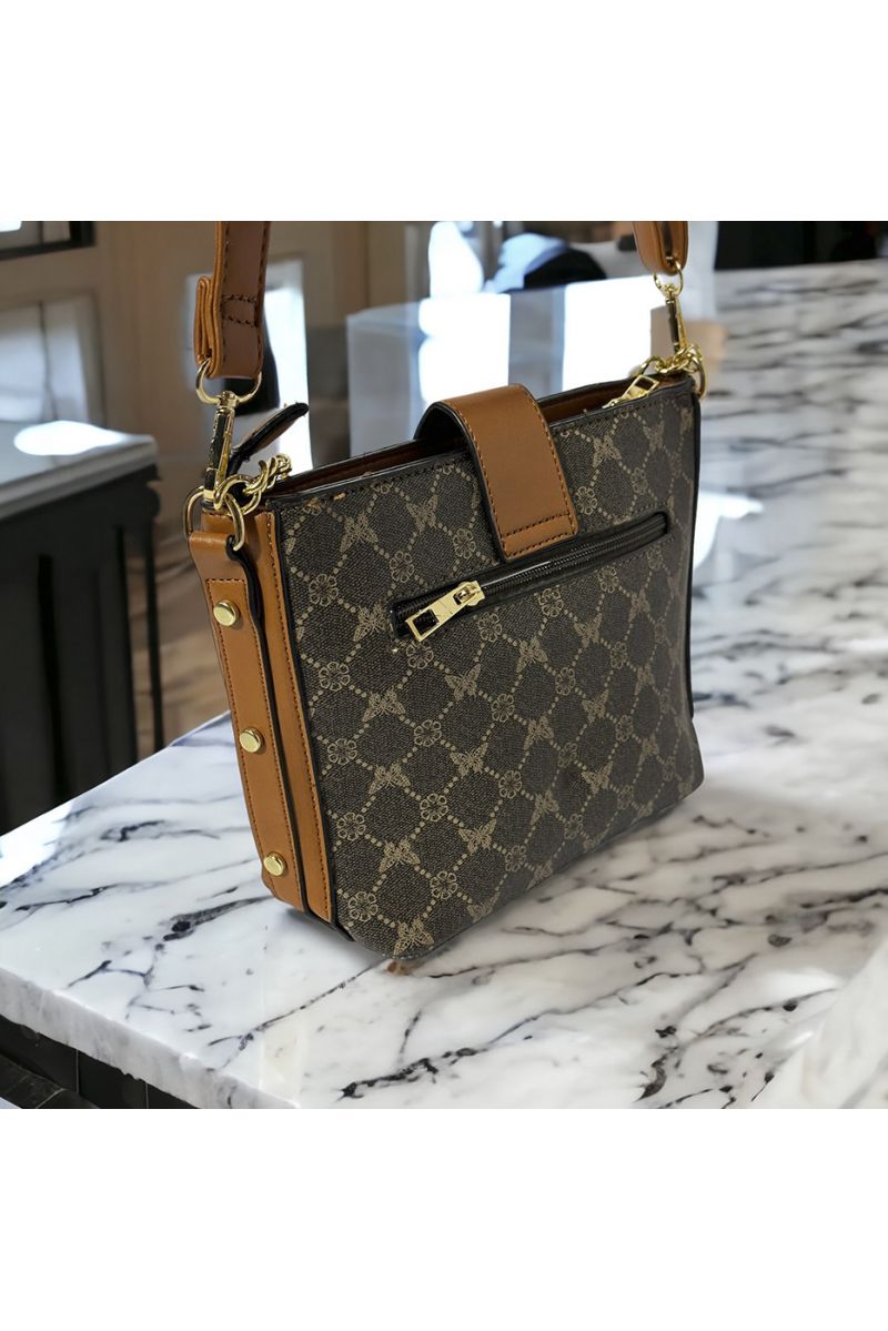 Inspirational handbag with brown pattern - 1