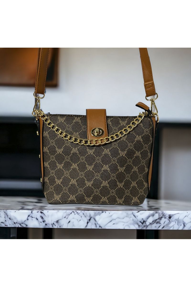 Inspirational handbag with brown pattern - 2