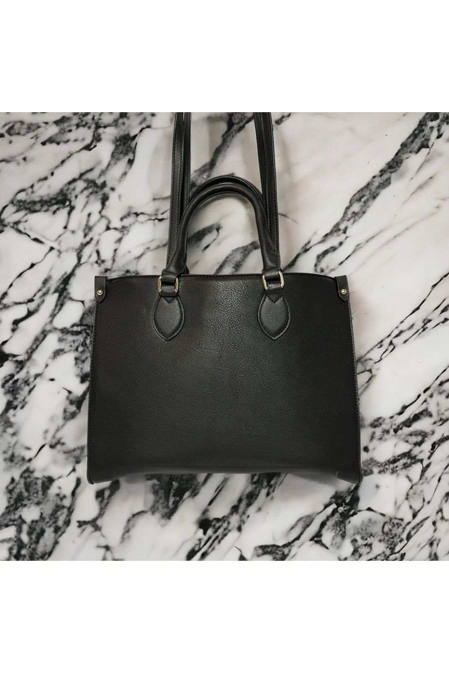 Sac à main inspi noir avec motif fleuris  - 1