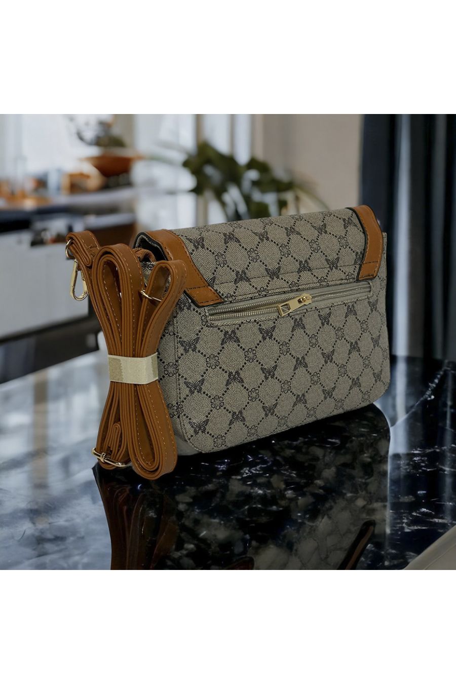 Inspi gray handbag with pattern - 1