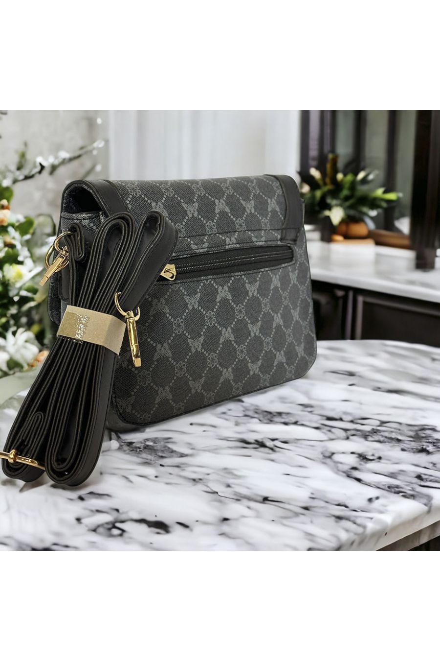 Inspi black handbag with pattern - 1