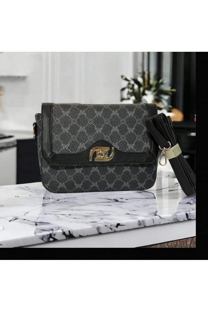 Sac à main inspi noir avec motif  - 3