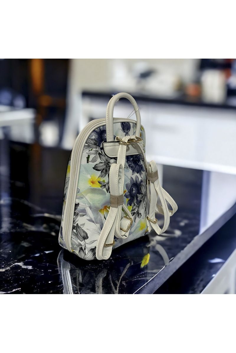 Inspirational gray floral pattern backpack - 1