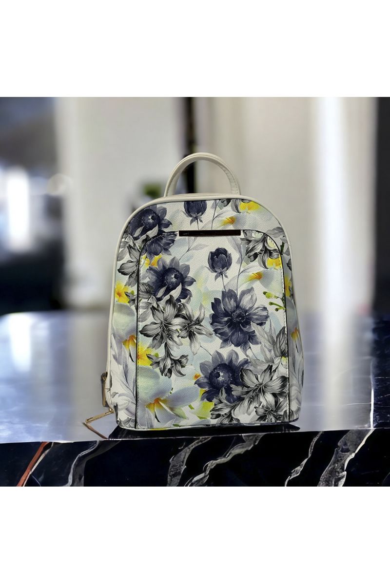 Inspirational gray floral pattern backpack - 2