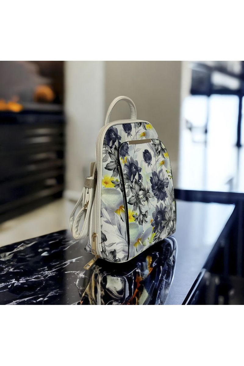 Inspirational gray floral pattern backpack - 3