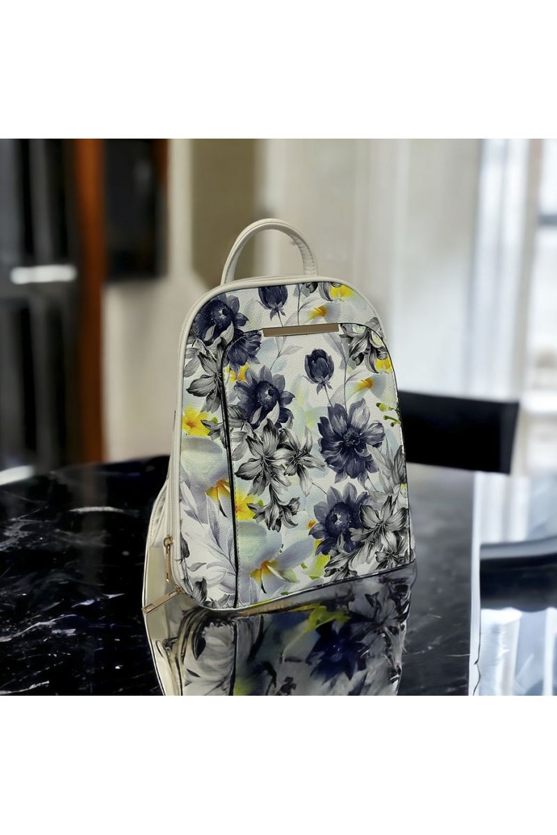 Inspirational gray floral pattern backpack - 4