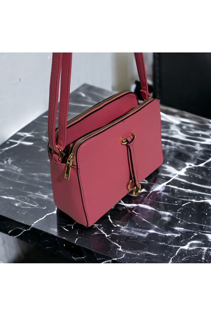 Sac à main inspi fuchsia avec 3 fermetures - 1