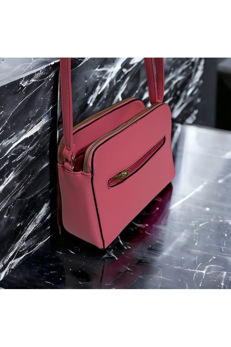 Fuchsia inspired handbag with 3 closures - 2