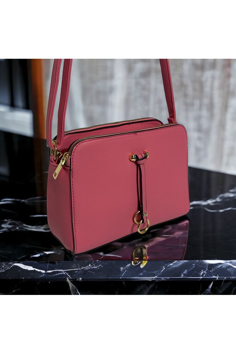 Fuchsia inspired handbag with 3 closures - 3