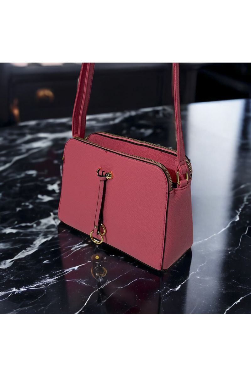 Fuchsia inspired handbag with 3 closures - 4