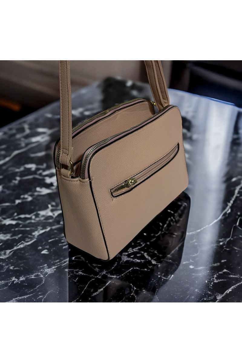 Sac à main inspi rose avec 3 fermetures - 1