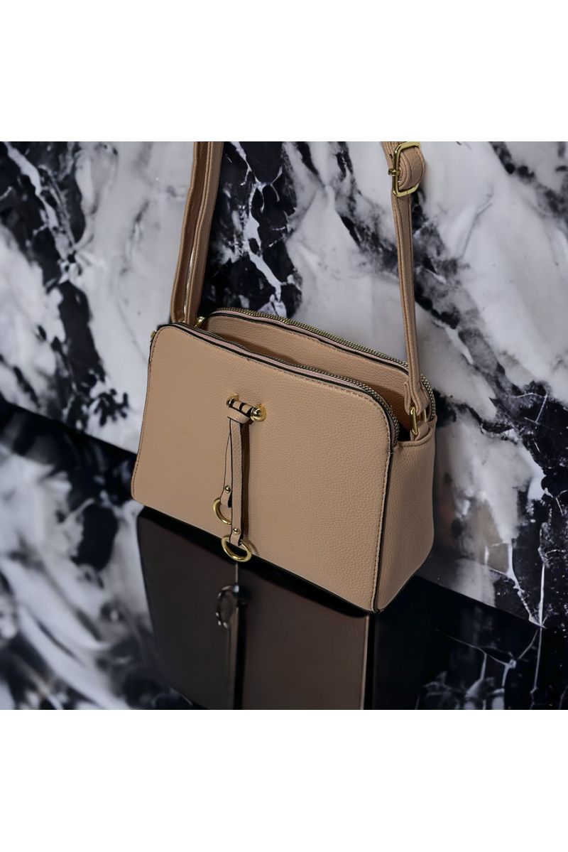 Sac à main inspi rose avec 3 fermetures - 3