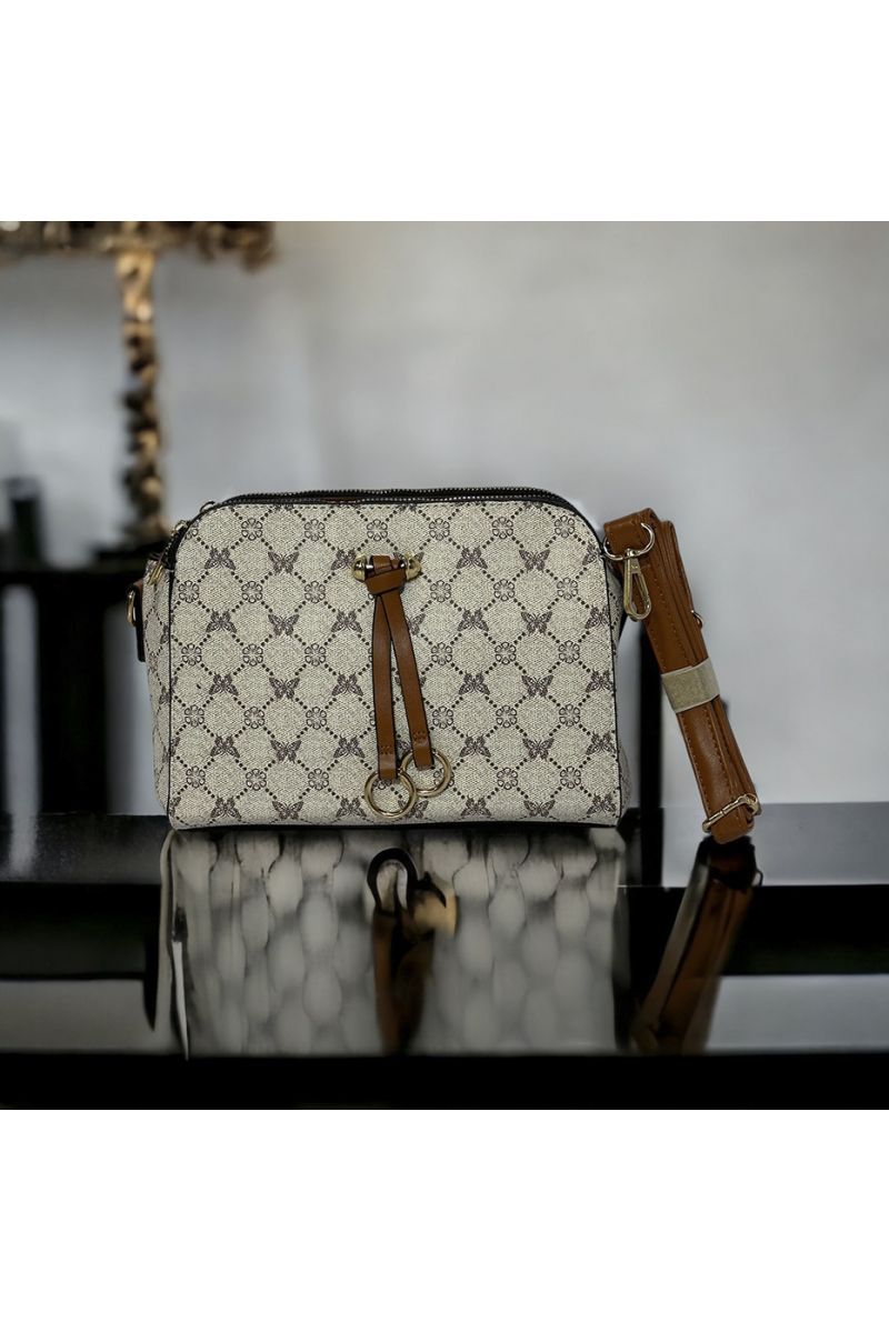 Inspi gray patterned handbag with 3 closures - 4