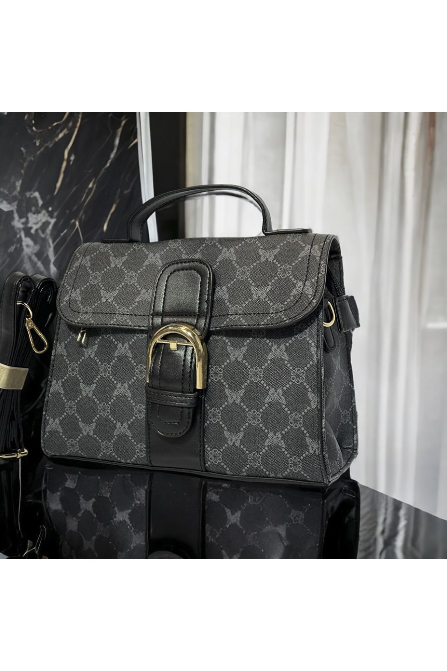 Inspi black patterned handbag - 3