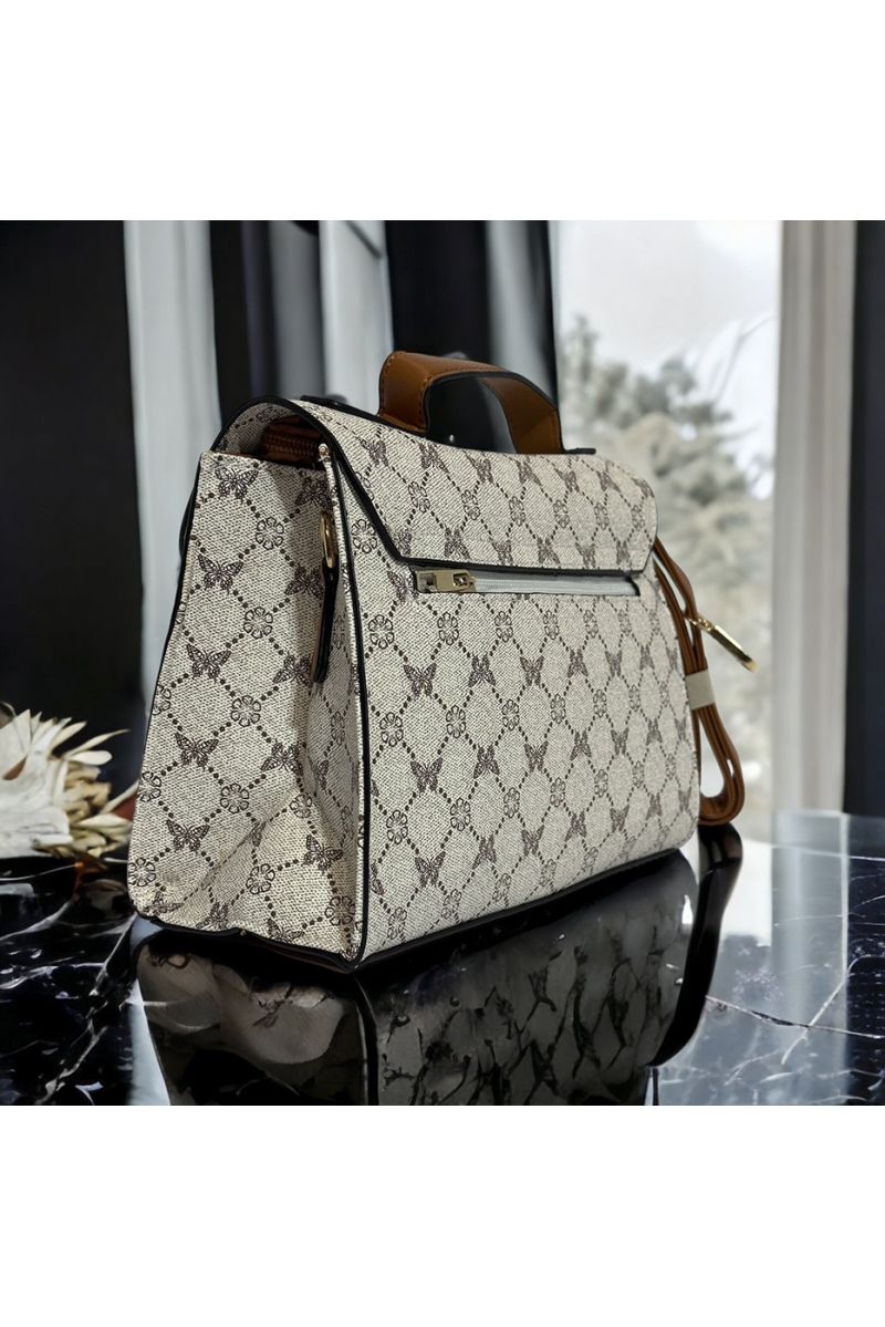 Sac à main inspi blanc à motif - 1