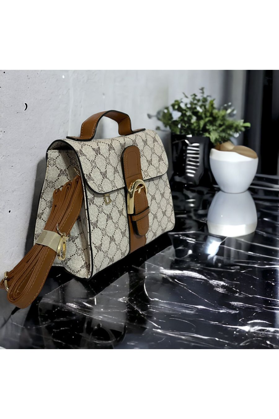 Inspi handtas met wit patroon - 2