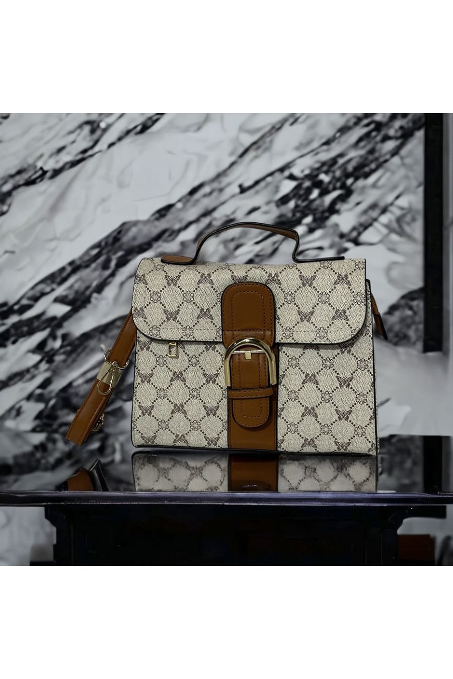 Sac à main inspi blanc à motif - 3