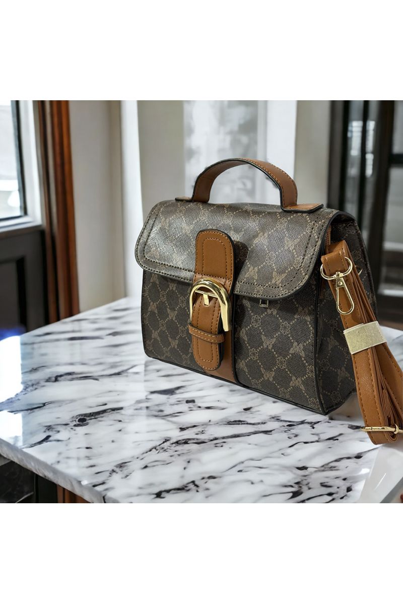 Brown patterned inspired handbag - 2