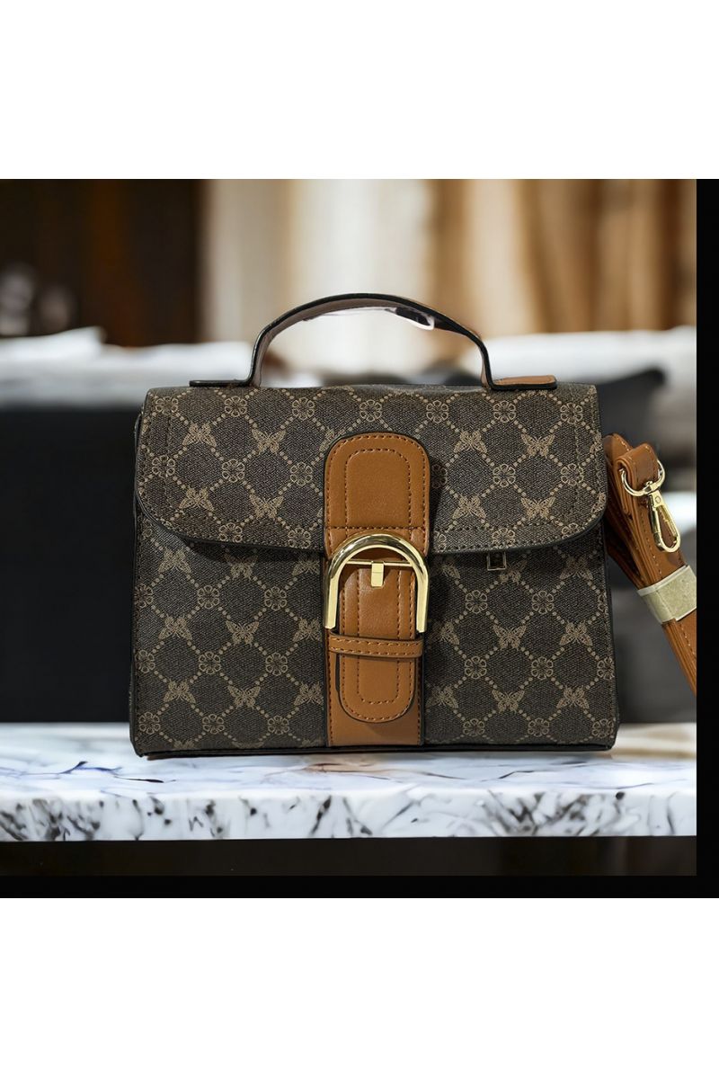 Brown patterned inspired handbag - 3