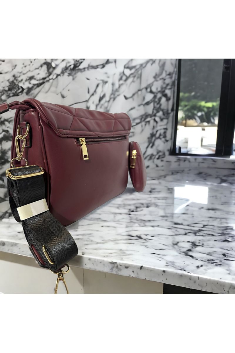 Quilted burgundy inspired handbag - 1