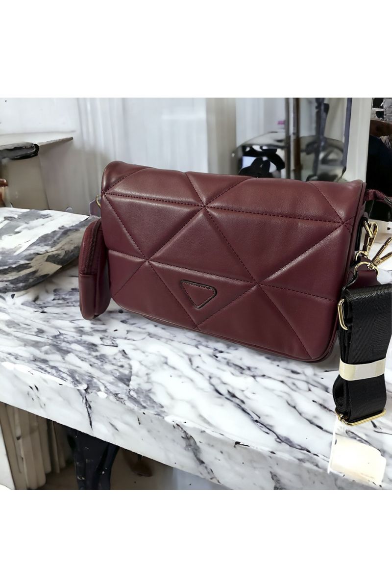 Quilted burgundy inspired handbag - 2