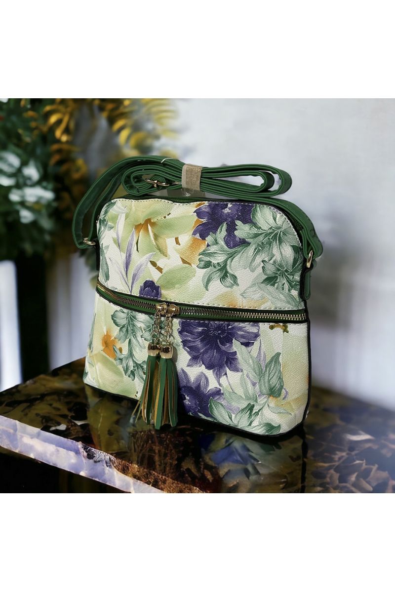 Green floral inspired handbag - 1