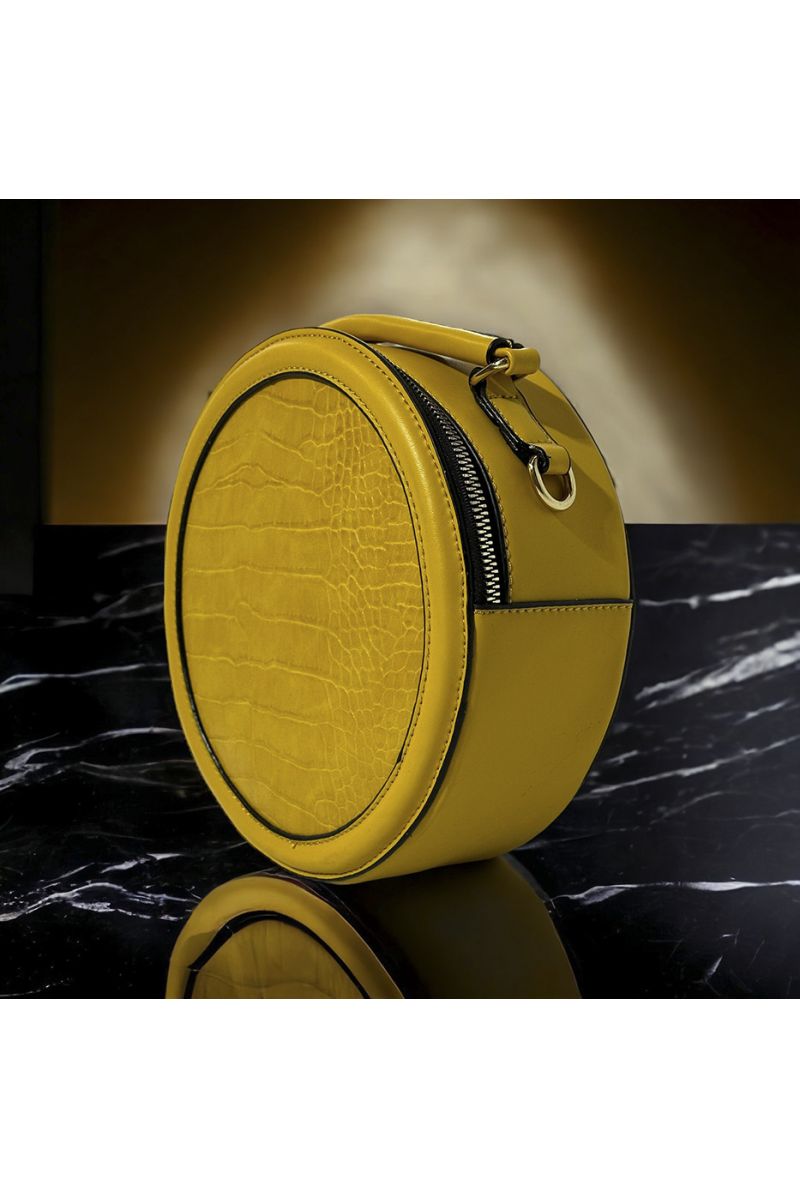 Mustard Croco Round Inspired Handbag - 3