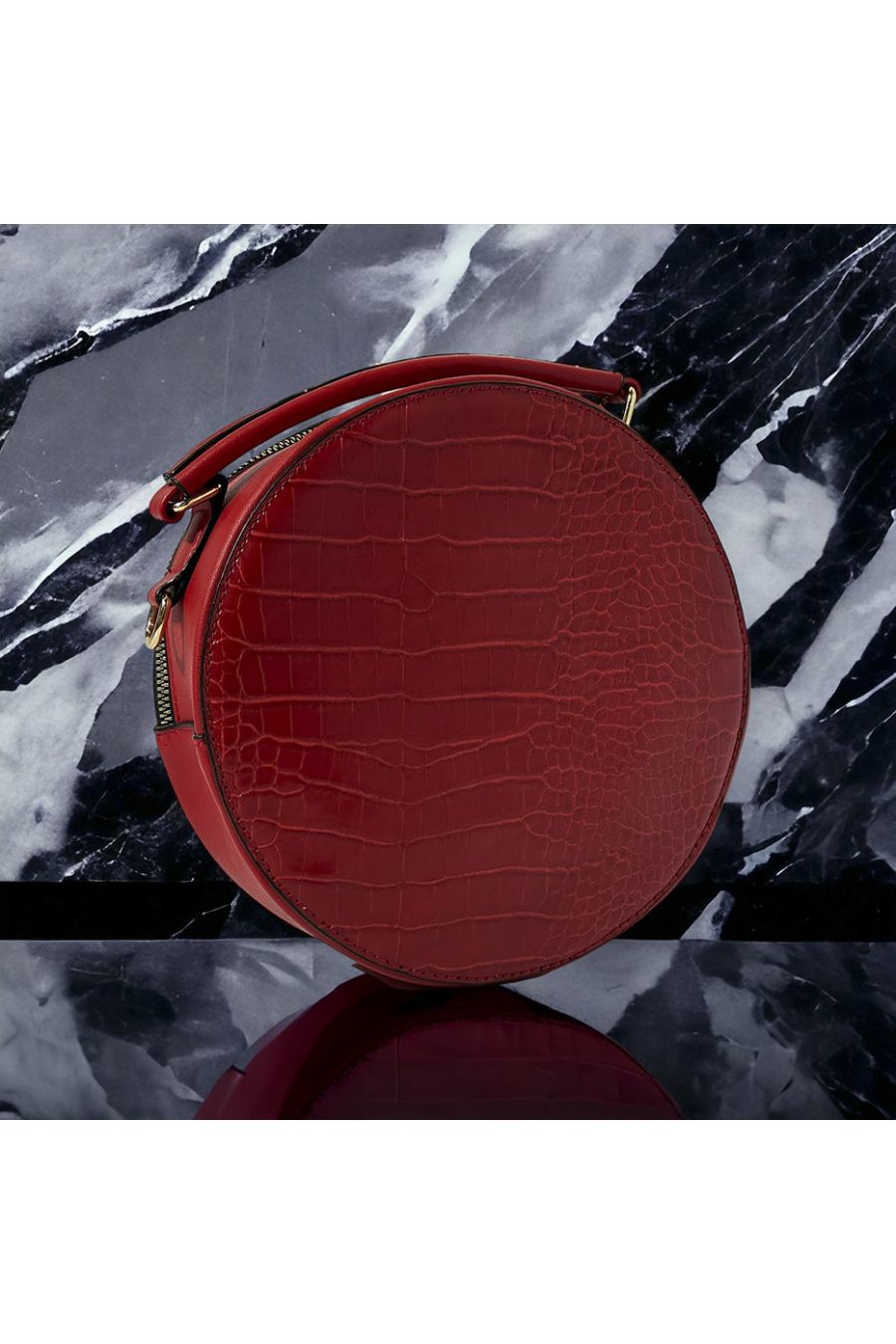 Inspi round red crocodile handbag - 1