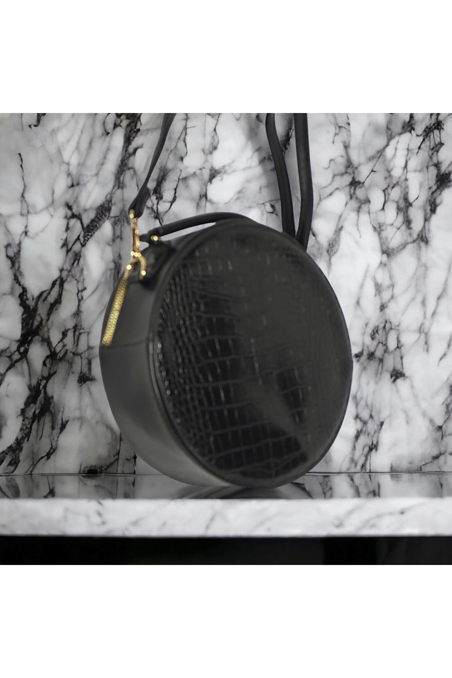 Inspi round black crocodile handbag - 1