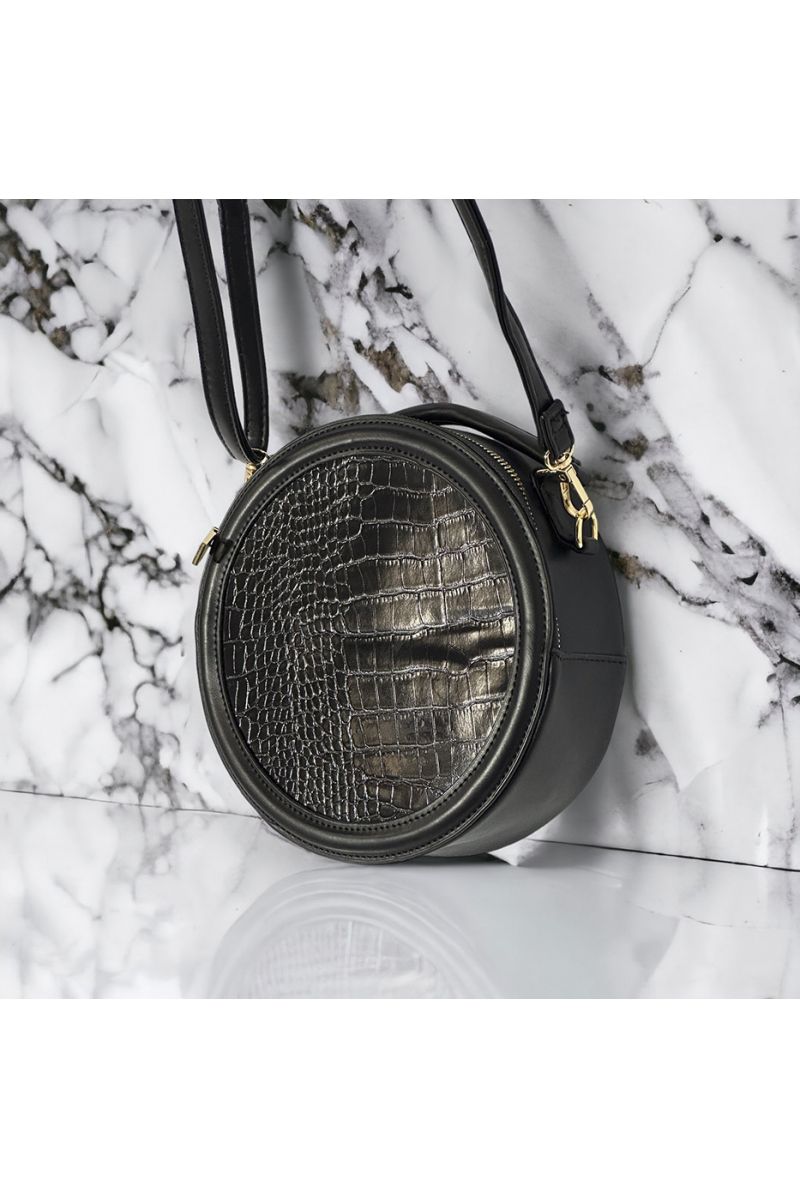 Inspi round black crocodile handbag - 2