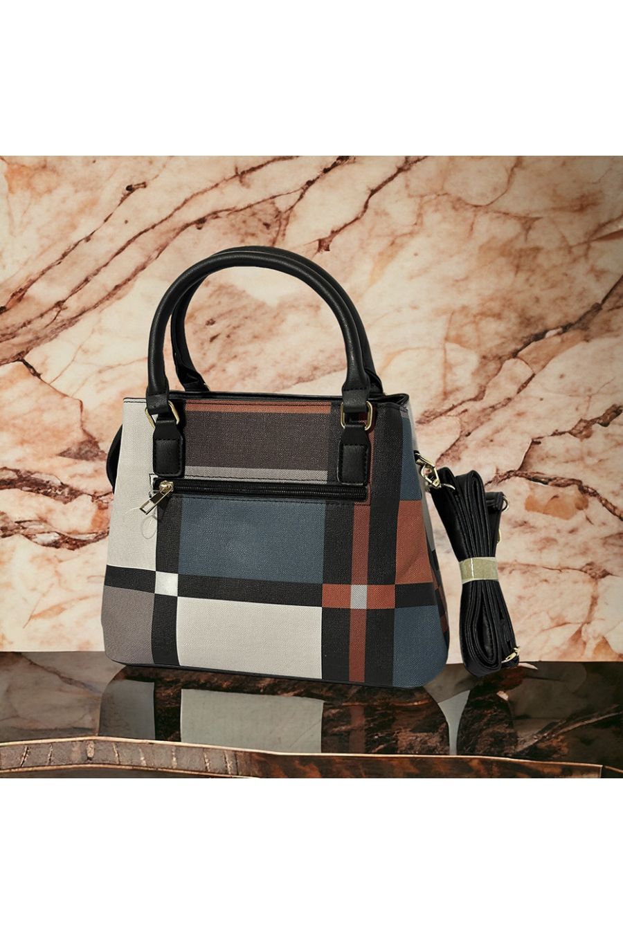 Inspi orange checked handbag - 1