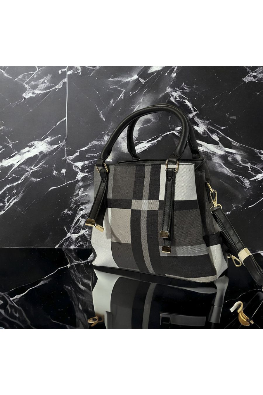 Inspi black checked handbag - 2