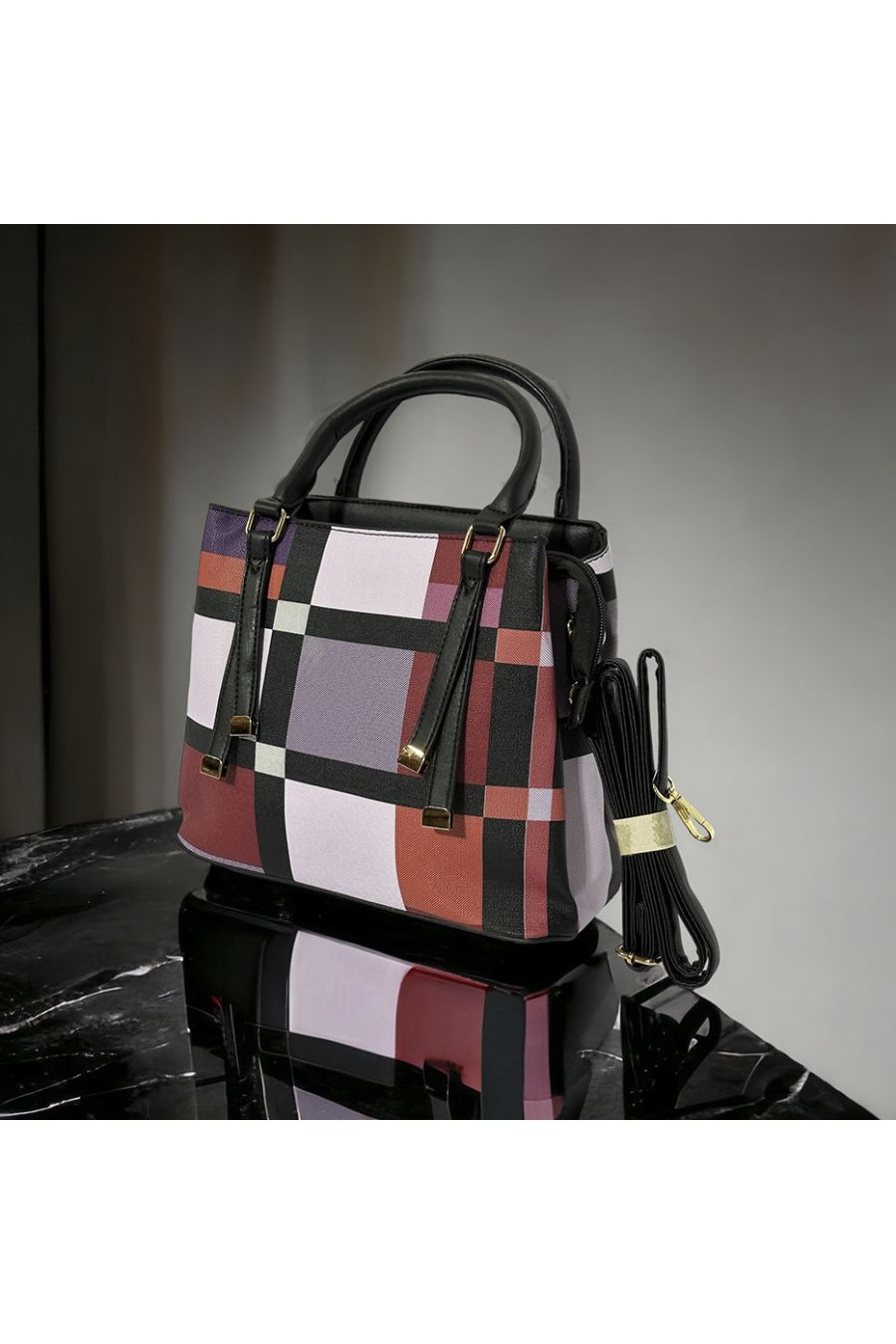 Sac à main inspi rouge à carreaux - 1